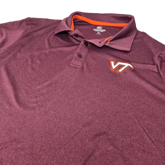 Colosseum Virginia Tech Polo Shirt XL‎ Men's Short Sleeve Maroon Logo - Picture 1 of 5